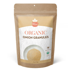 SPICY ORGANIC Onion Granules - 100% Pure USDA Organic - Non-GMO - Best Use For Ground Meat, Burgers And Salads..