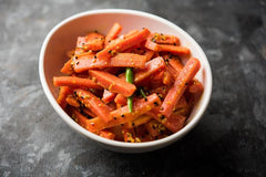 Spicy Pickled Carrots with organic bay leaf 