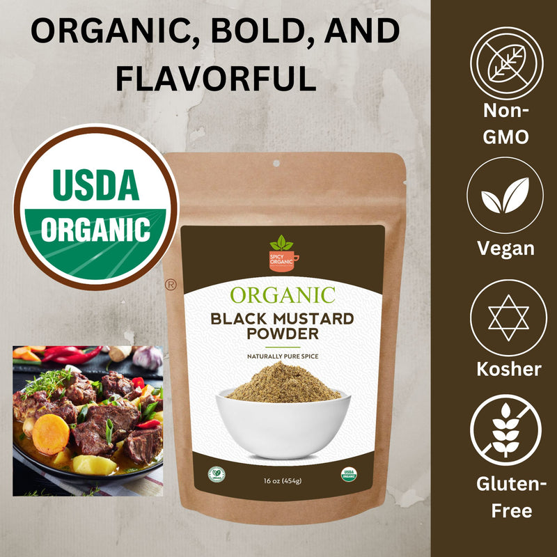 Organic Black Mustard Seed Powder – Certified USDA Organic - Rich, Flavorful Indian Spice for Cooking and Seasoning