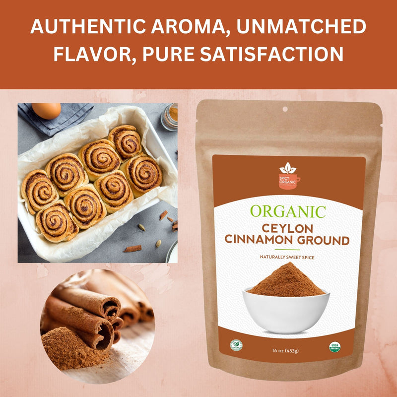 Organic Ceylon Cinnamon Powder – Premium Ground True Cinnamon from Sri Lanka, USDA Organic & Kosher Certified, Non-GMO, Gluten-Free