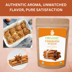 Organic Cassia Cinnamon Sticks – Bold & Spicy Whole Cinnamon, USDA Certified