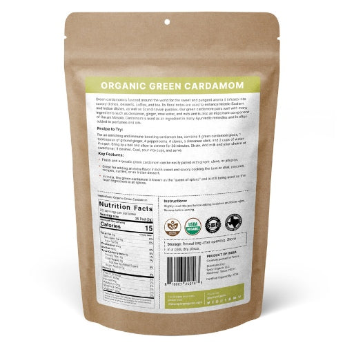 Organic Jumbo Green Cardamom Pods - Premium Quality Whole Spices for Cooking and Baking