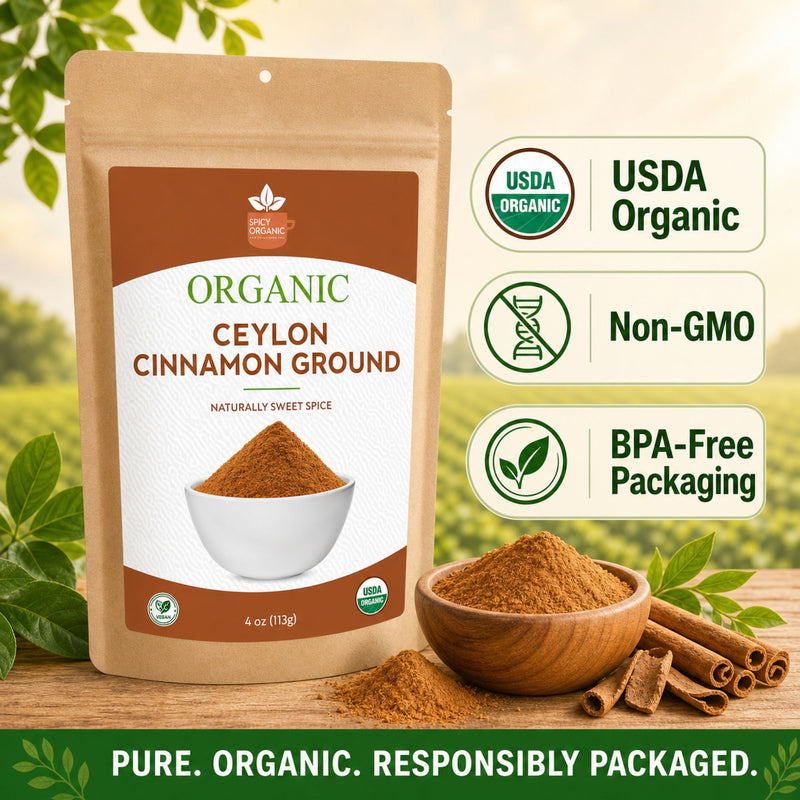 Organic Ceylon Cinnamon Powder | USDA & Kosher | Spicy Organic