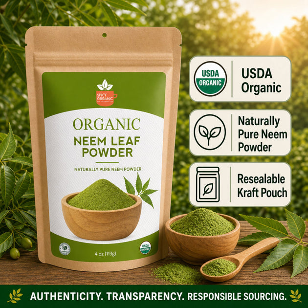 Organic Neem Powder | USDA Certified Organic- India Origin | Spicy Organic