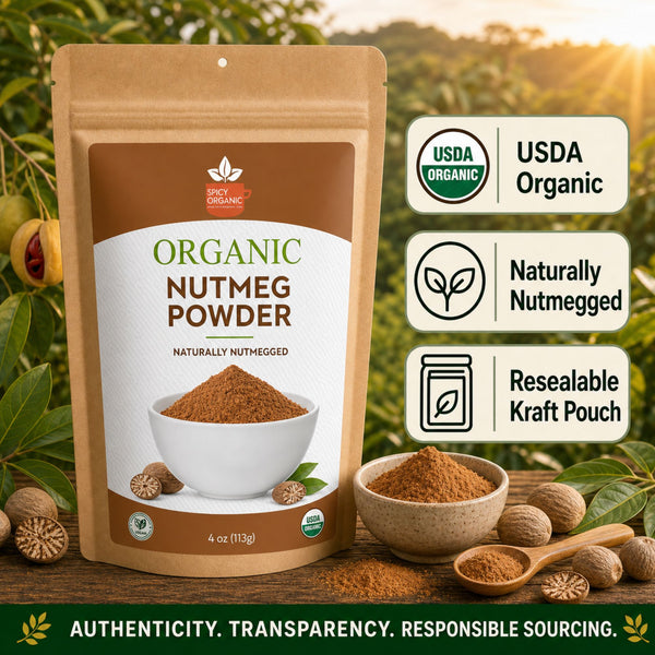 Organic Nutmeg Powder | USDA Certified Organic | Spicy Organic