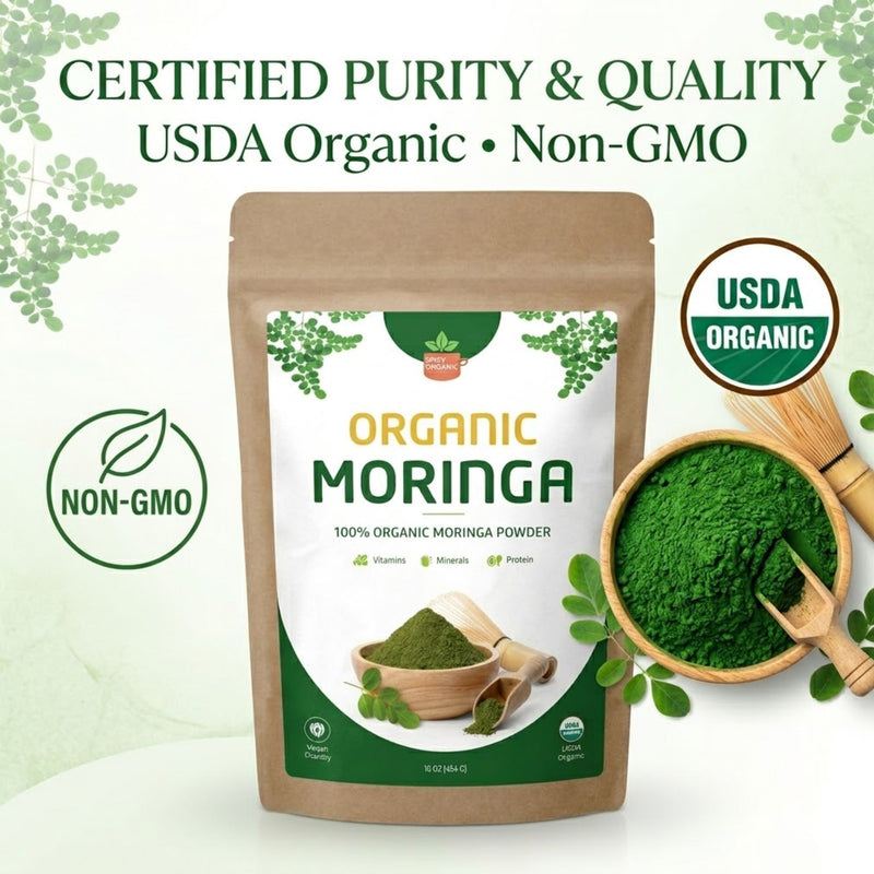Organic Moringa Powder | USDA Certified Organic | Spicy Organic