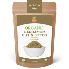 Organic Cut & Sifted Cardamom – USDA Certified Organic- Pure Flavor Boost for Beverages, Cooking & Baking