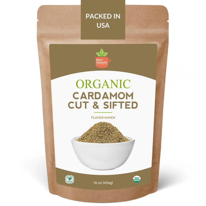 Organic Cut & Sifted Cardamom – USDA Certified Organic- Pure Flavor Boost for Beverages, Cooking & Baking