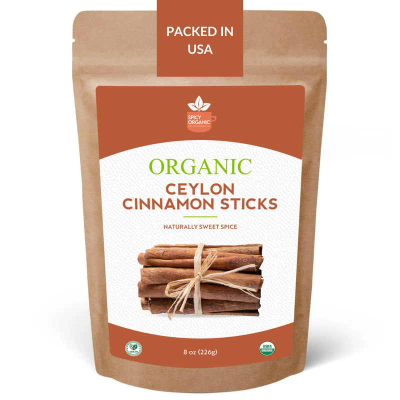 Organic Ceylon Cinnamon Sticks – 3.5-Inch True Cinnamon Quills from Sri Lanka, USDA Organic & Kosher Certified, Non-GMO, Premium for Baking, Beverages & Crafts