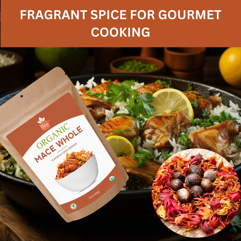 Organic Whole Mace Spice – USDA Certified Organic- Aromatic Spice for Gourmet Dishes