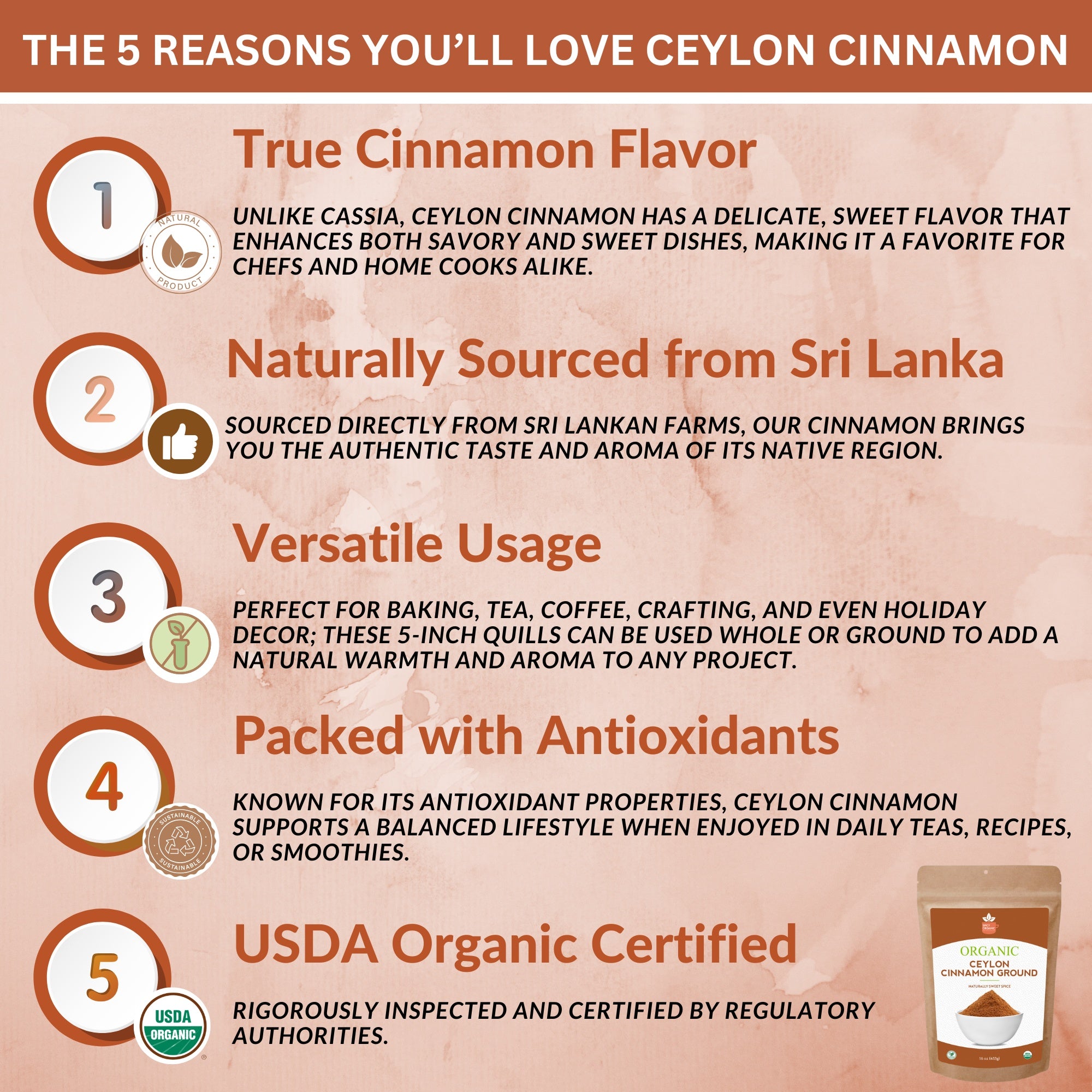 Organic Ceylon Cinnamon Powder – Premium Ground True Cinnamon from Sri ...
