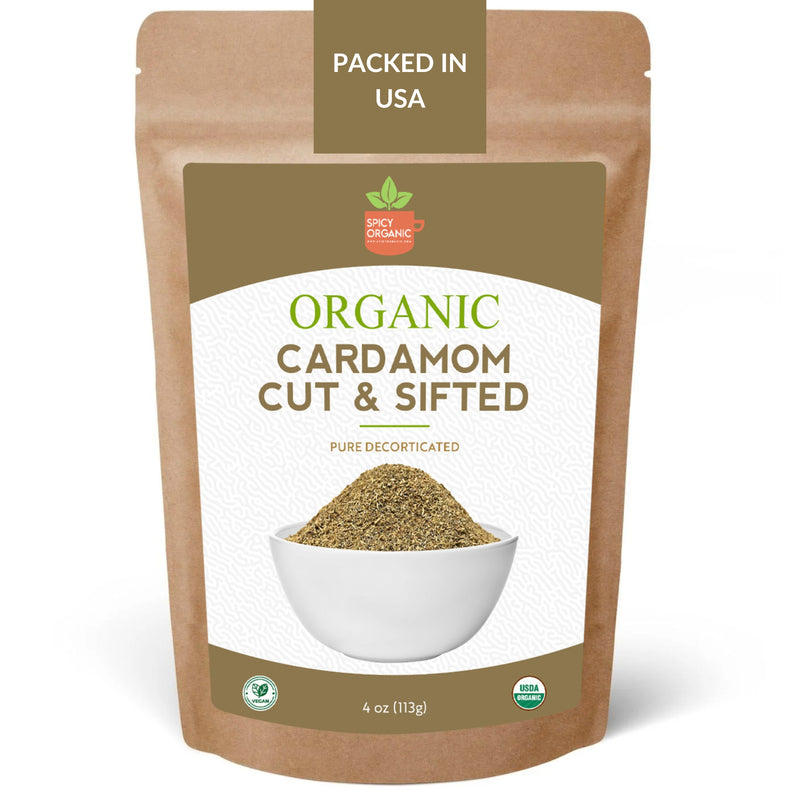 Organic Cut & Sifted Cardamom – USDA Certified Organic- Pure Flavor Boost for Beverages, Cooking & Baking