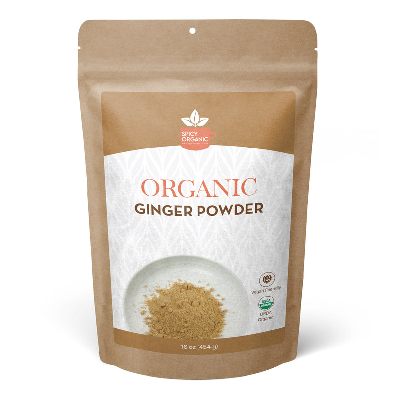 SPICY ORGANIC Ground Ginger Powder - 100% USDA Organic - Non-GMO - Raw Ginger Spice For Tea..