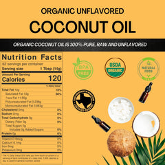 SPICY ORGANIC Pure Organic Coconut Oil. USDA Certified Organic Coconut Oil for Cooking, Hair, and Skin Care – 34 Fl Oz.