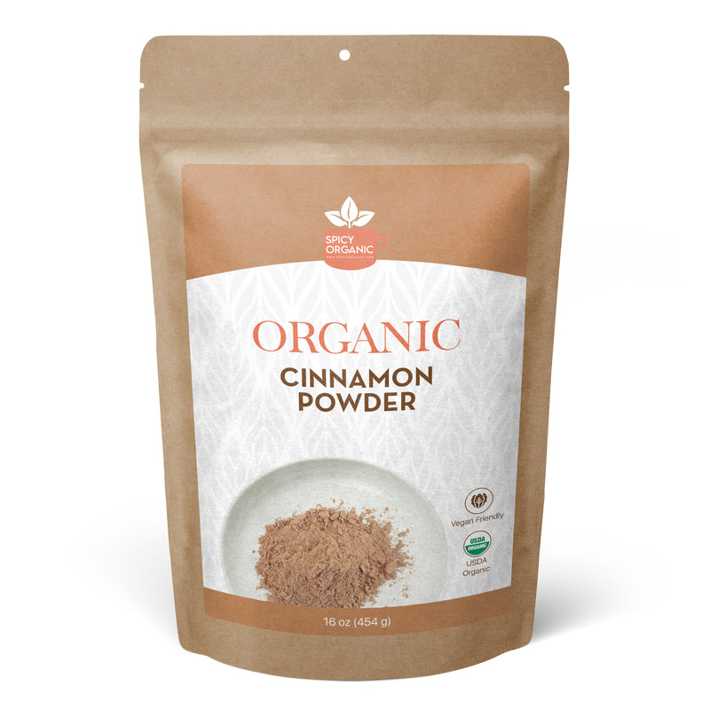 SPICY ORGANIC Cassia Cinnamon Powder - 100% USDA Certified Organic - Non-GMO - Floral Aroma & Sweet Taste.