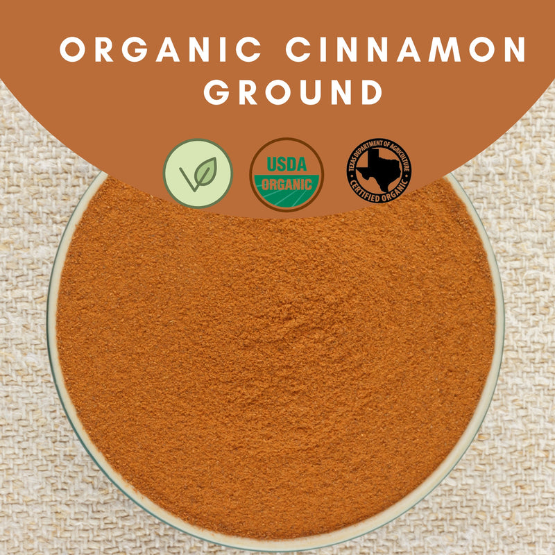 Organic Cinnamon Ground - 100% Pure, Non-GMO, Gluten-Free, and Certified Organic, Perfect for Cooking, Baking, and Beverages, Natural Sweetener and Flavor Enhancer