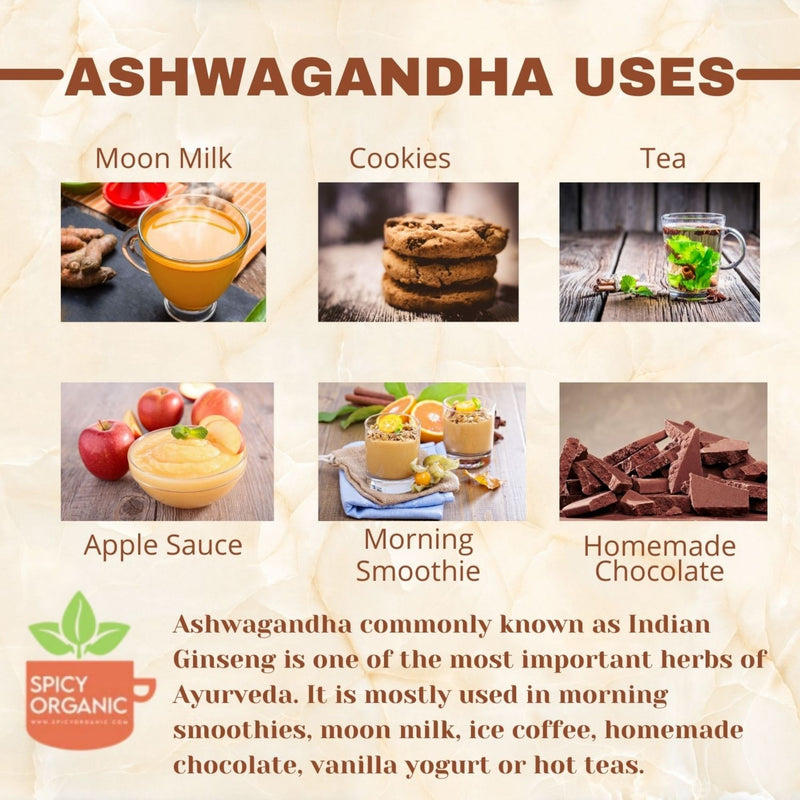 Organic Ashwagandha Powder - 100% USDA Organic - Non-GMO, Kosher - Natural Refreshment.
